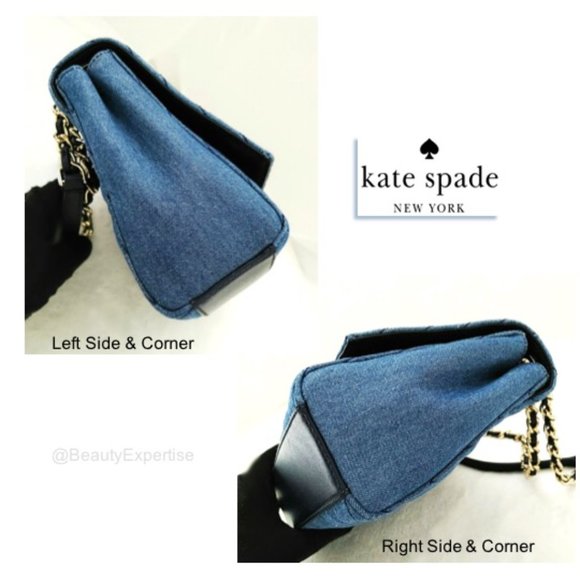 Kate Spade Emelyn Briar Lane Quilted Blue Denim 3D Flowers Shoulder Purs… - Picture 8 of 12